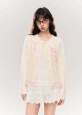 Candy Cat Flower Knit Cardigan